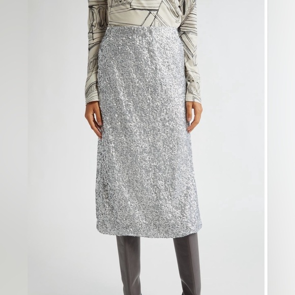 NWT Stine Goya Steel Grey Sequin Skirt - Size XS - Picture 2 of 7